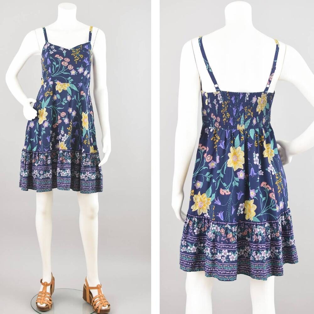 Old Navy Blue Floral Tiered Cami Summer Dress, Women's Small